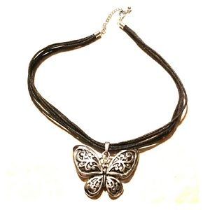 Black & silver butterfly necklace